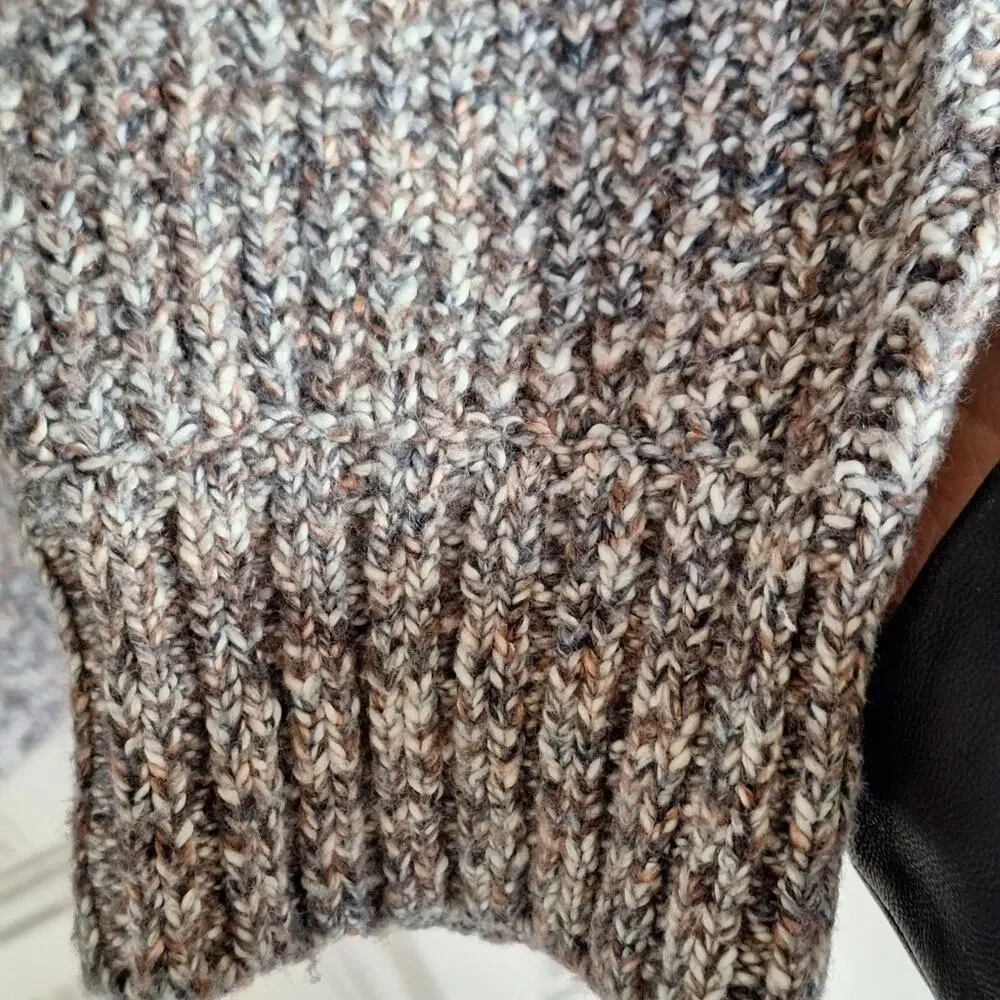 Classic Mocha Brown Cozy Knit Sweater SzL High Neck Long Sleeves SOFT Knit